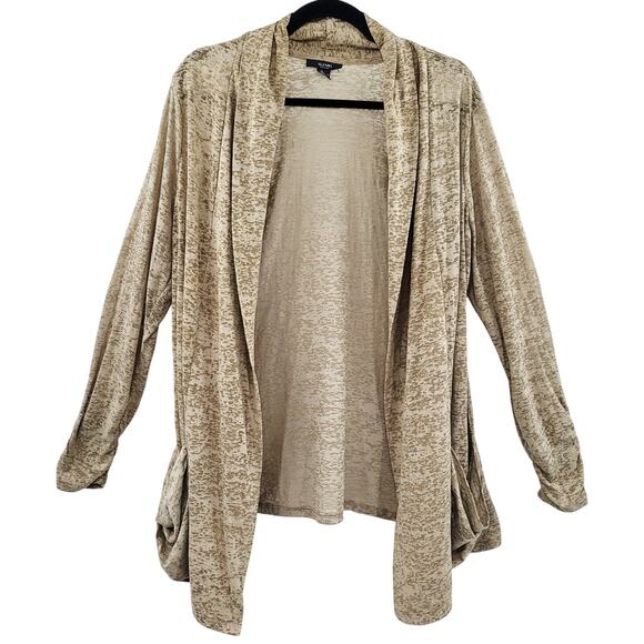 Alfani Woman Beige Tan Open Front Long-sleeved Draped Cardigan Women's Size OX - Picture 1 of 6